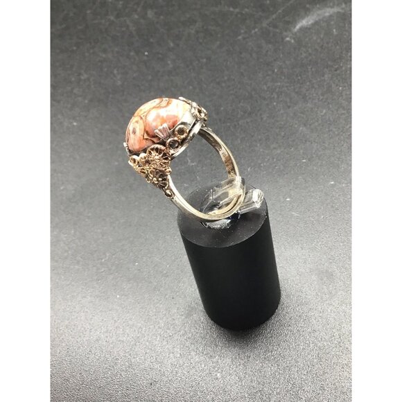 Vintage Unca Leopard Jasper Ring Sterling Silver Adjustable Size Stone Ring - Picture 5 of 8